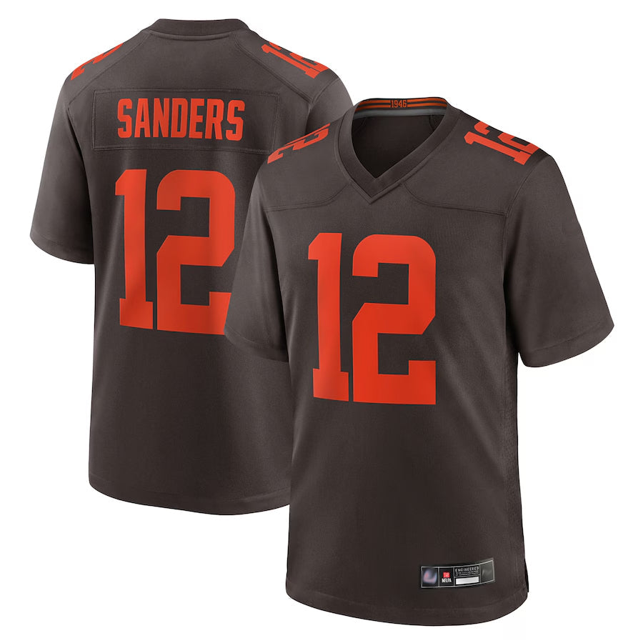 C.Browns #12 Shedeur Sanders Player Brown Game Fotoball Jerseys football jersey product view 1