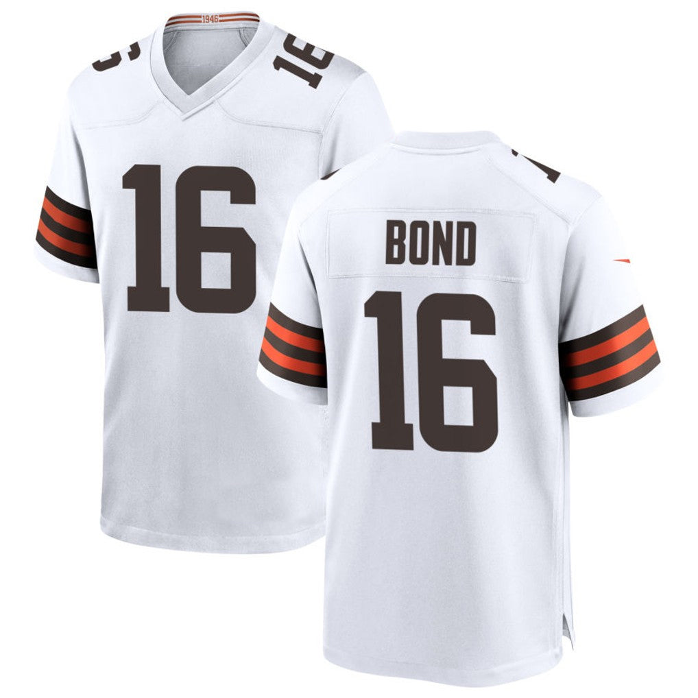 C.Browns #16 Isaiah Bond Player White Home Game Football Jerseys football jersey product view 1
