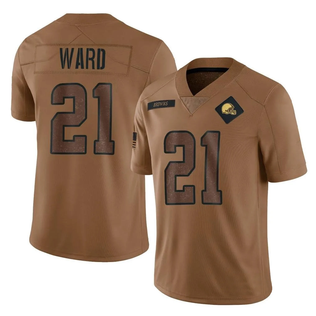 C.Browns #21 Denzel Ward Player Brown Salute To Service Limited Football Jerseys football jersey product view 1