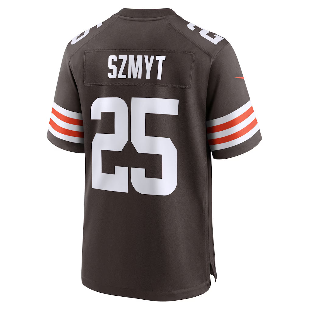 C.Browns #25 Andre Szmyt Player Brown Home Game Football Jerseys football jersey product view 1