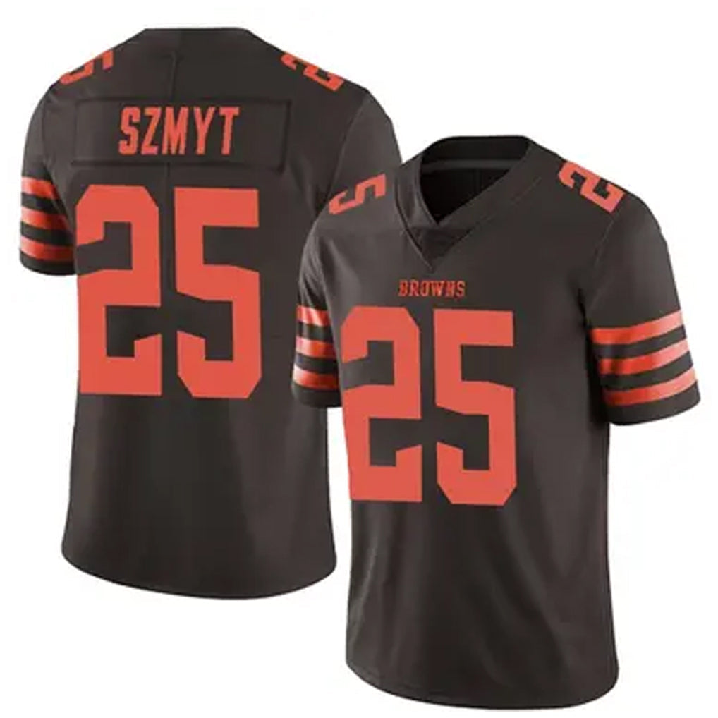 C.Browns #25 Andre Szmyt Player Brown Vapor Limited Color Rush Football Jerseys football jersey product view 1