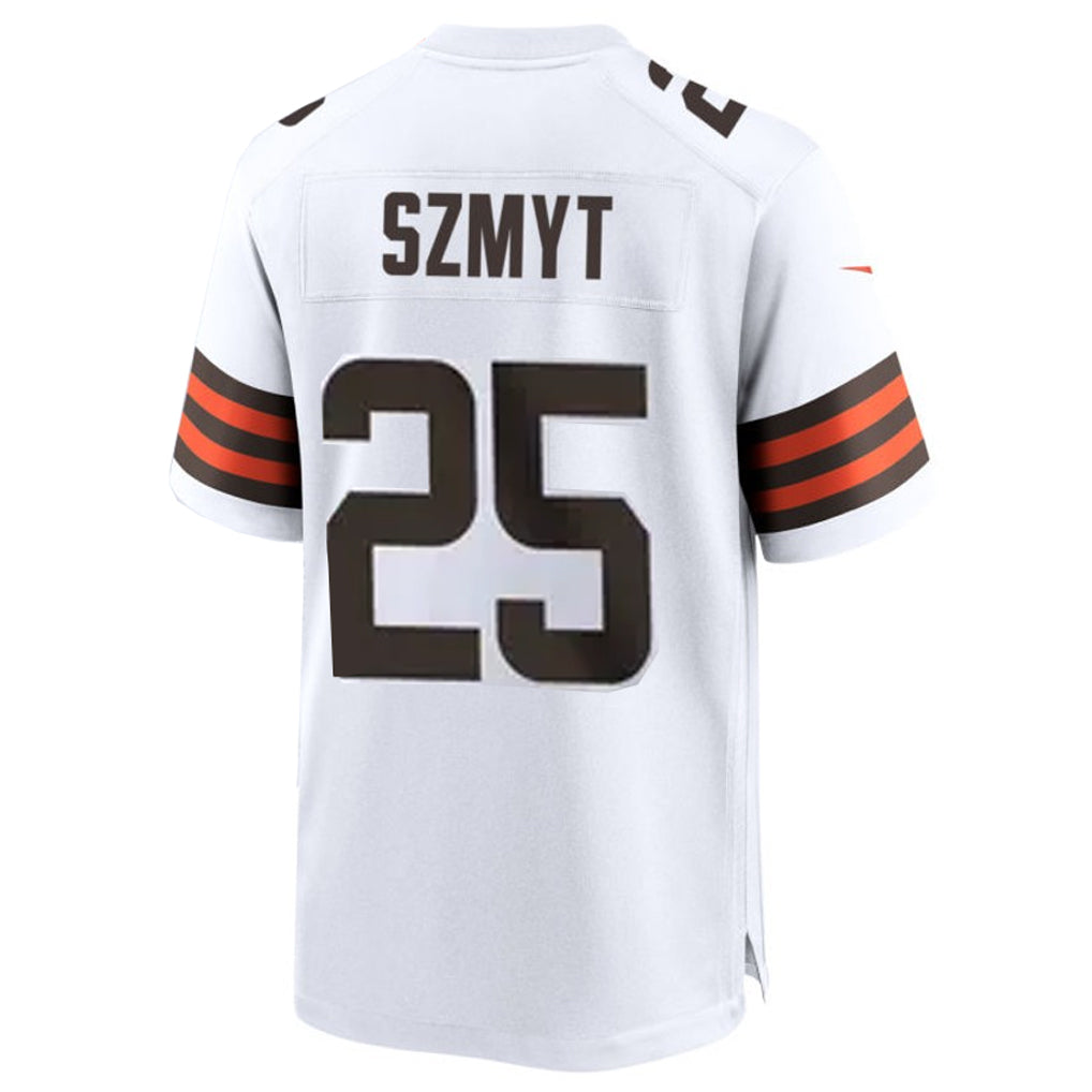 C.Browns #25 Andre Szmyt Player White Home Game Football Jerseys football jersey product view 1
