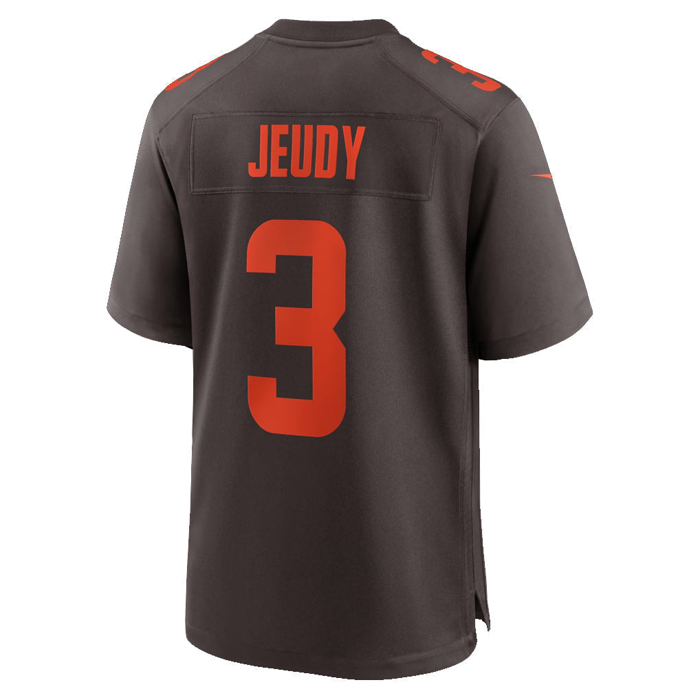 C.Browns #3 Jerry Jeudy Player Brown Game Football Jerseys football jersey product view 1