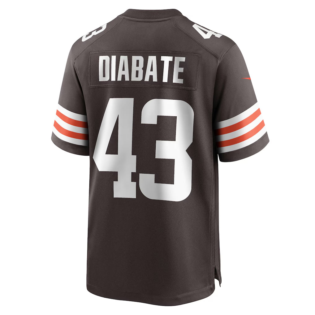 C.Browns #43 Mohamoud Diabate Player Brown Home Game Football Jerseys football jersey product view 1