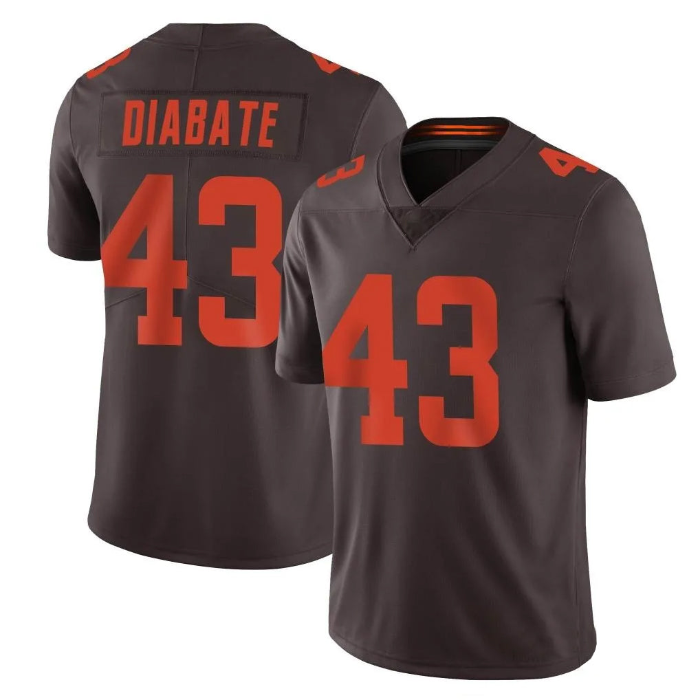 C.Browns #43 Mohamoud Diabate Player Brown Vapor Limited Football Jerseys football jersey product view 1