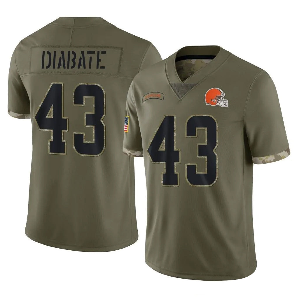C.Browns #43 Mohamoud Diabate Player Salute To Service Limited Olive Football Jerseys football jersey product view 1