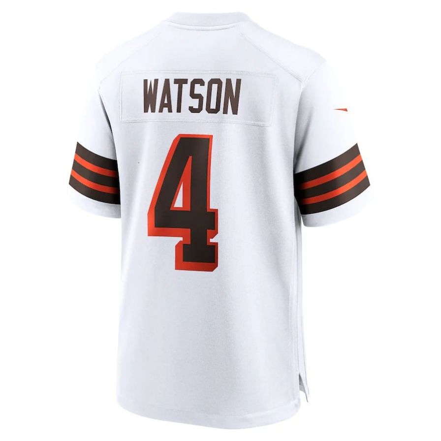 C.Browns #4 Deshaun Watson Player White Alternate Jersey Stitched American Football Jerseys football jersey product view 1