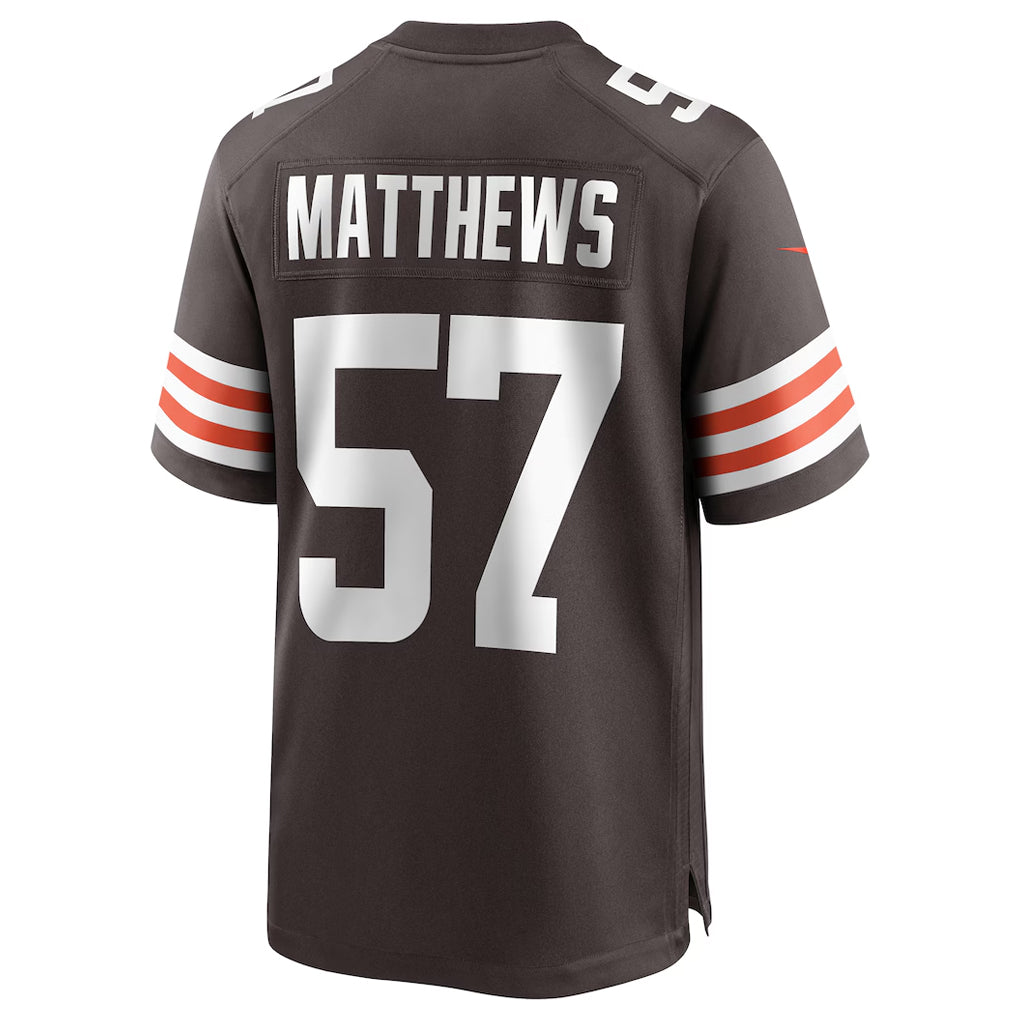 C.Browns #57 Clay Matthews Player Brown Home Game Football Jerseys football jersey product view 1
