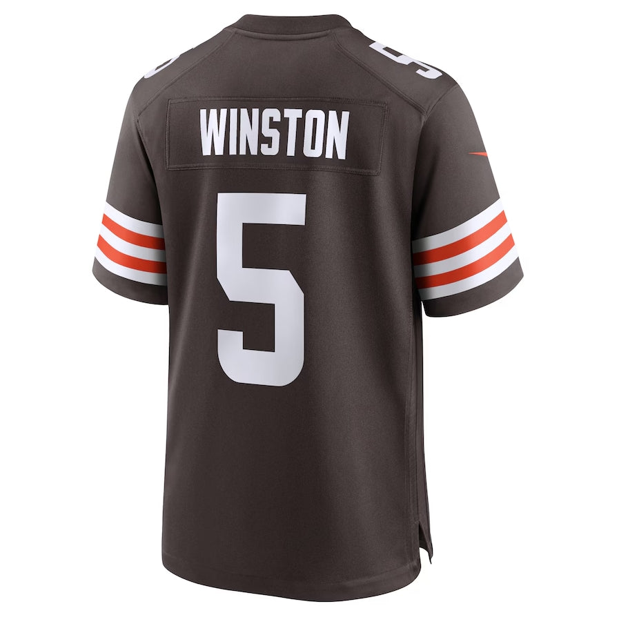 C.Browns #5 Jameis Winston Player Brown Team Game Stitched American Football Jerseys football jersey product view 1