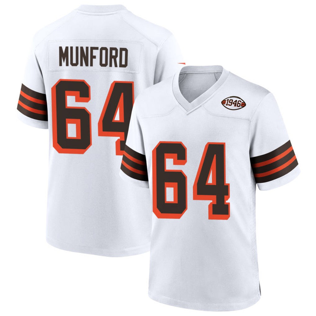 C.Browns #64 Thayer Munford Player 1946 Collection Alternate White Football Jerseys football jersey product view 1