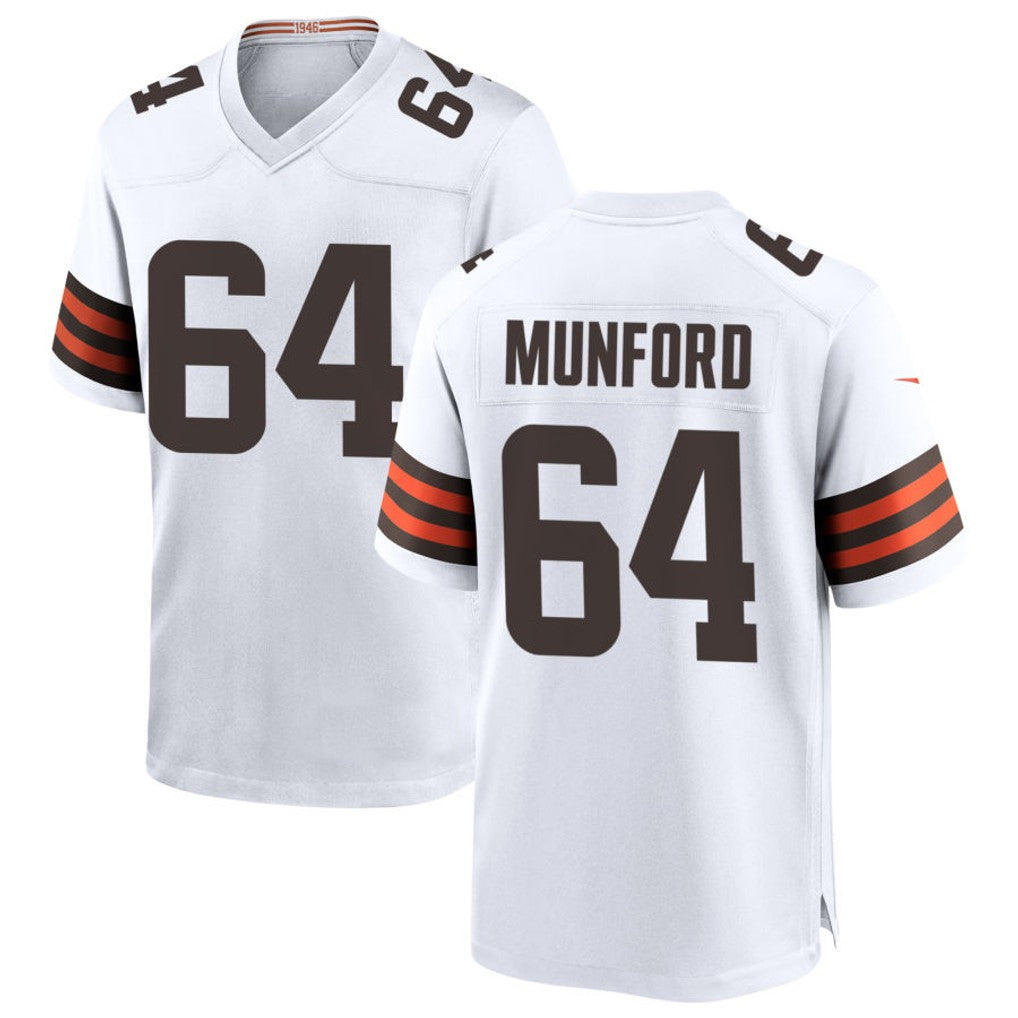 C.Browns #64 Thayer Munford Player White Home Game Football Jerseys football jersey product view 1