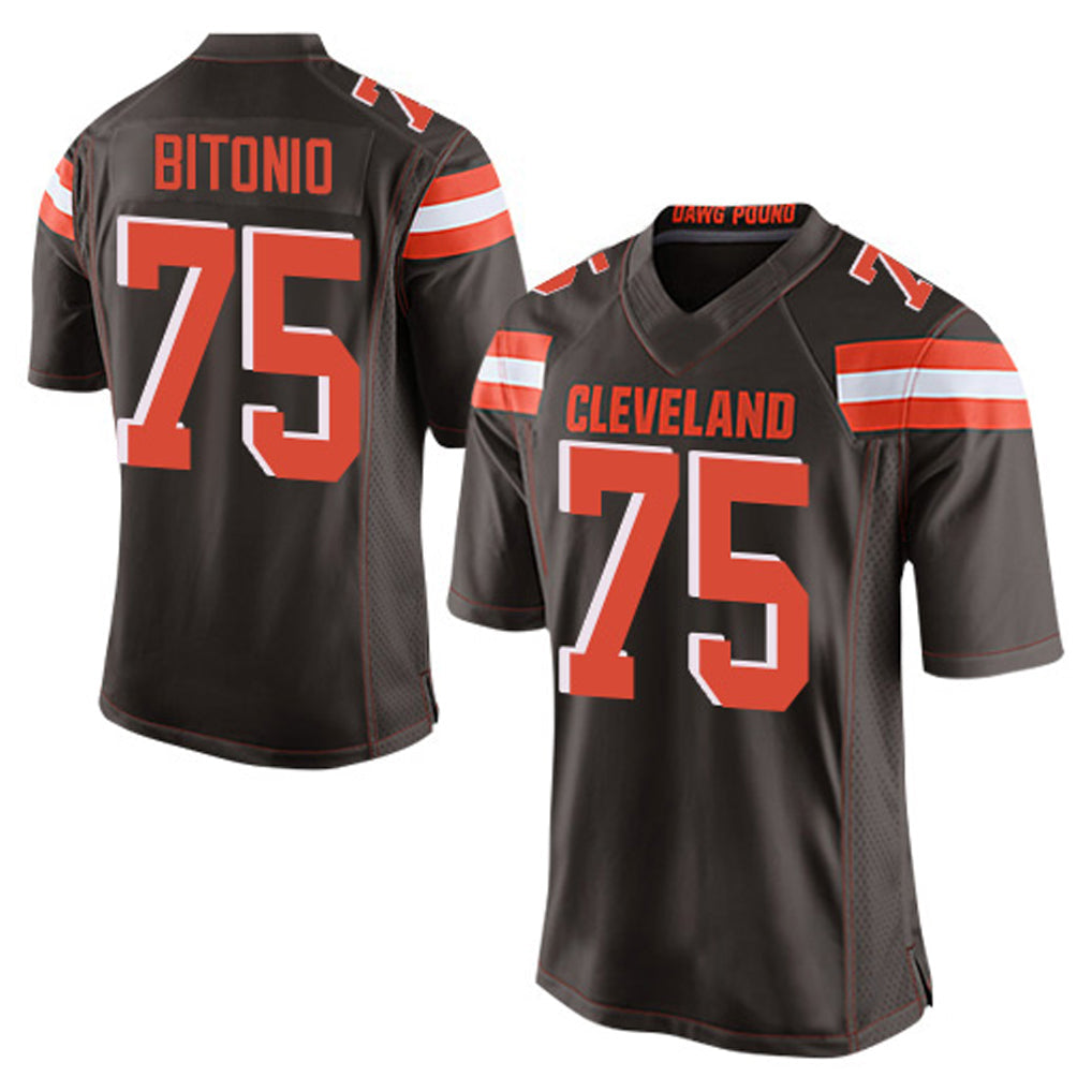 C.Browns #75 Joel Bitonio Player Brown Game Football Jerseys football jersey product view 1