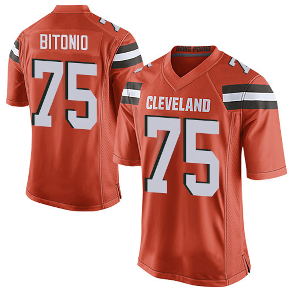C.Browns #75 Joel Bitonio Player Orange Game Football Jerseys football jersey product view 1