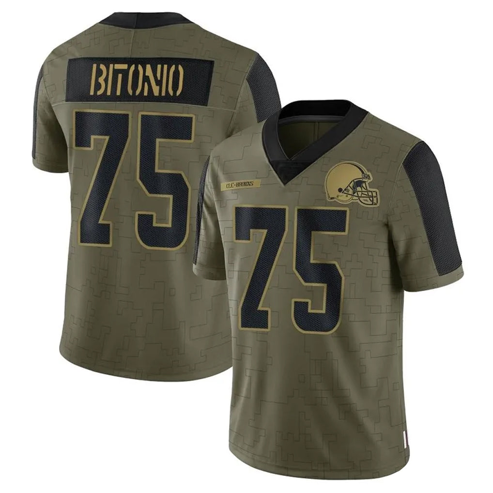 C.Browns #75 Joel Bitonio Player Salute To Service Limited Olive Football Jerseys football jersey product view 1