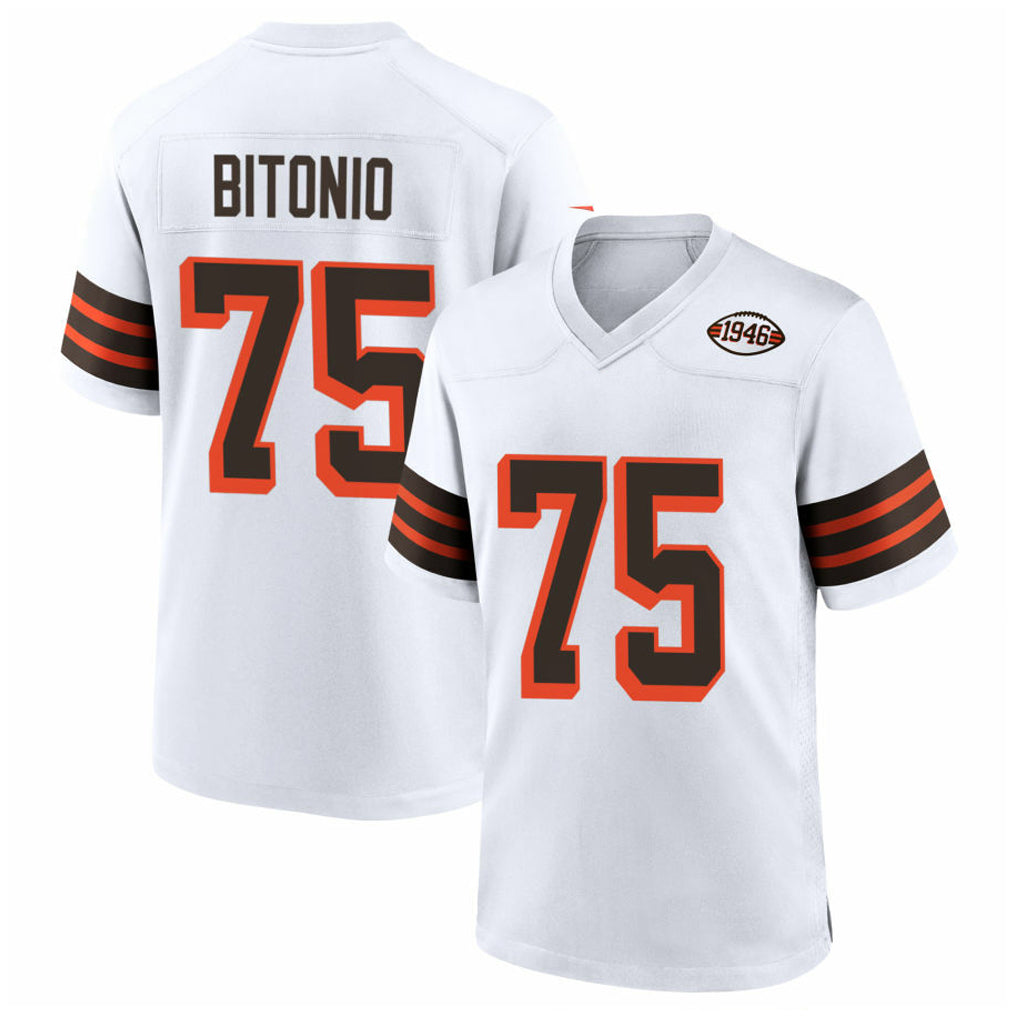 C.Browns #75 Joel Bitonio Player White Alternate Home Game Football Jerseys football jersey product view 1