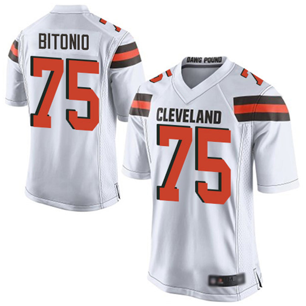 C.Browns #75 Joel Bitonio Player White Game Football Jerseys football jersey product view 1