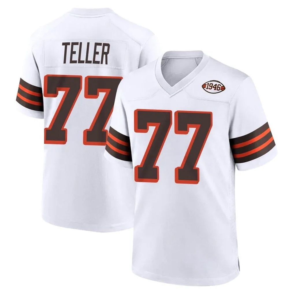 C.Browns #77 Wyatt Teller Player 1946 Collection Alternate White Football Jerseys football jersey product view 1