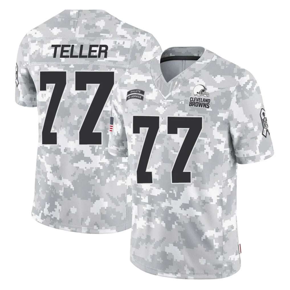 C.Browns #77 Wyatt Teller Player Arctic Camo Salute to Service Limited Football Jerseys football jersey product view 1