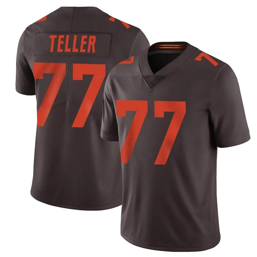 C.Browns #77 Wyatt Teller Player Brown Vapor Limited Color Rush Football Jerseys football jersey product view 1