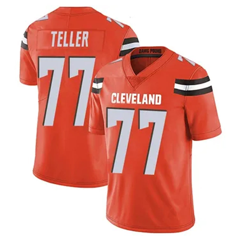 C.Browns #77 Wyatt Teller Player Orange Game Football Jerseys football jersey product view 1