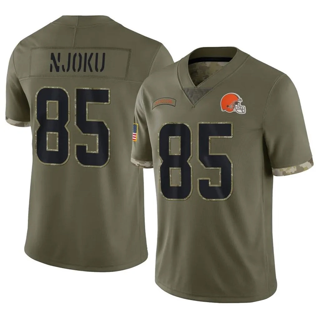 C.Browns #85 David Njoku Player Salute To Service Limited Olive Football Jerseys football jersey product view 1