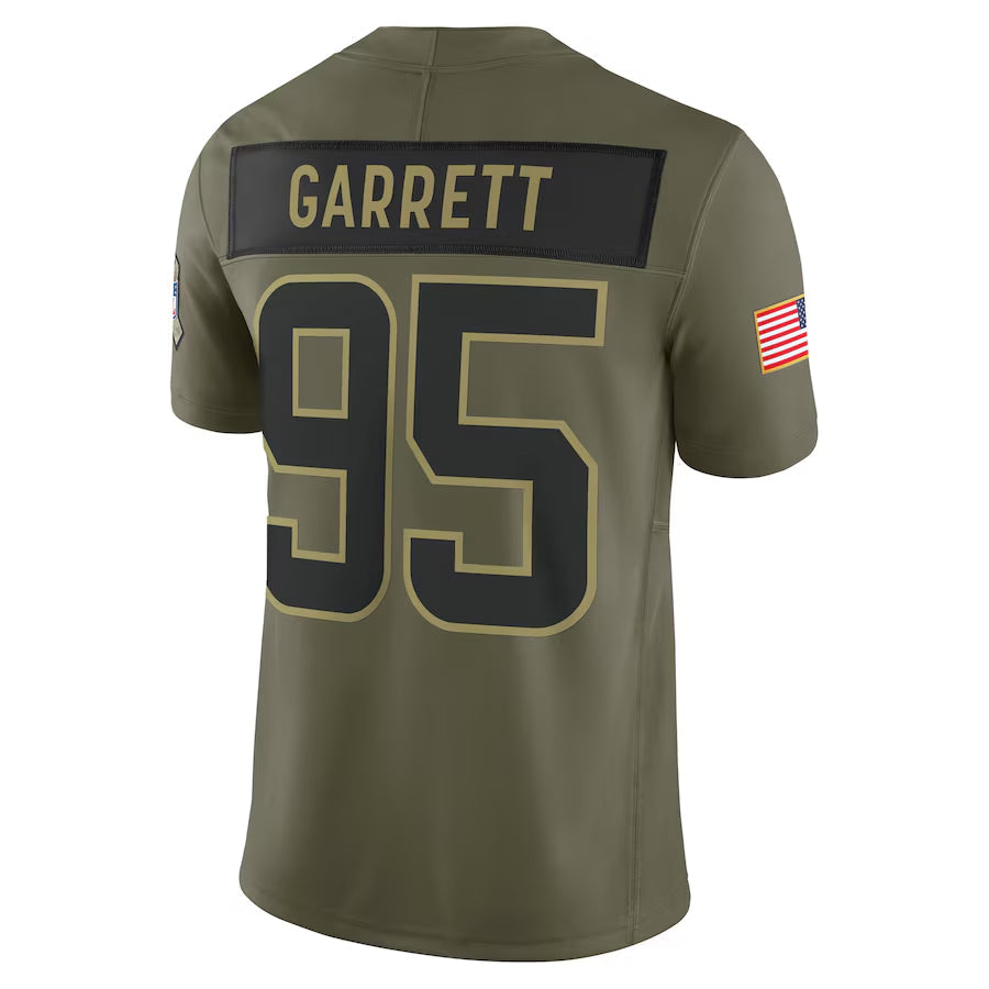 C.Browns #95 Myles Garrett Player Olive Salute to Service Limited Football Jerseys football jersey product view 1