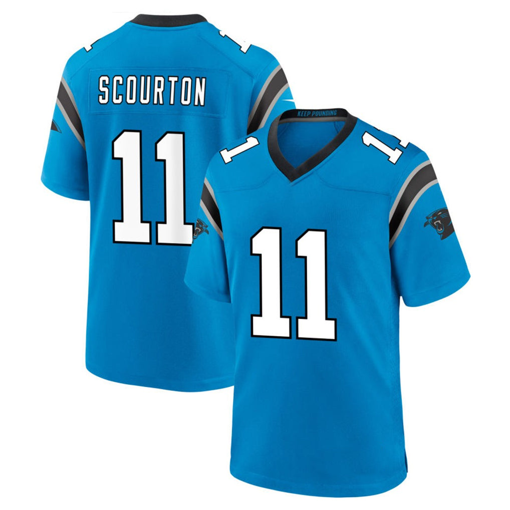 C.Panthers #11 Nic Scourton Player Blue Home Game Football Jerseys football jersey product view 1