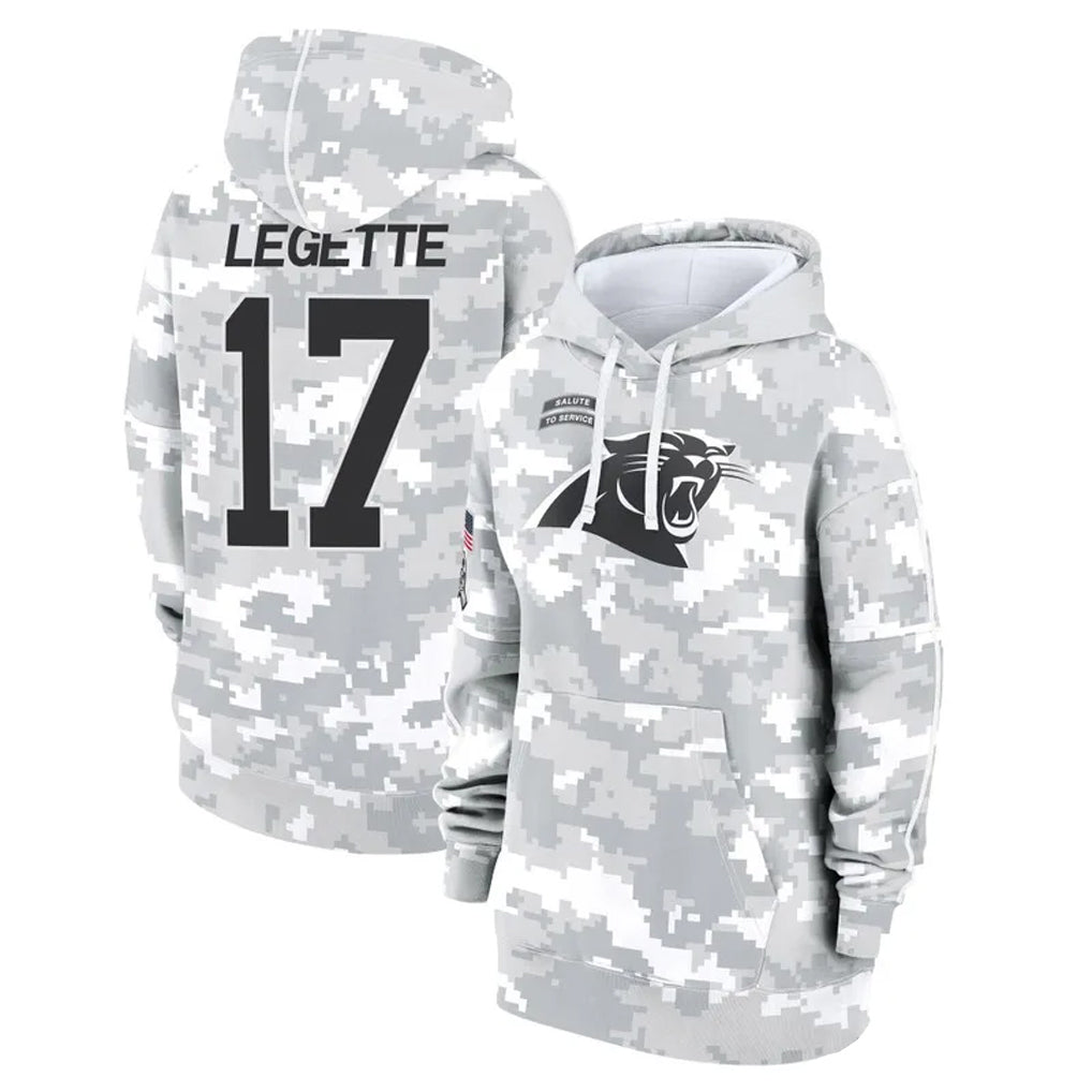 C.Panthers #17 Xavier Legette Player Arctic Camo Salute to Service Hoodies Football Jerseys football jersey product view 1