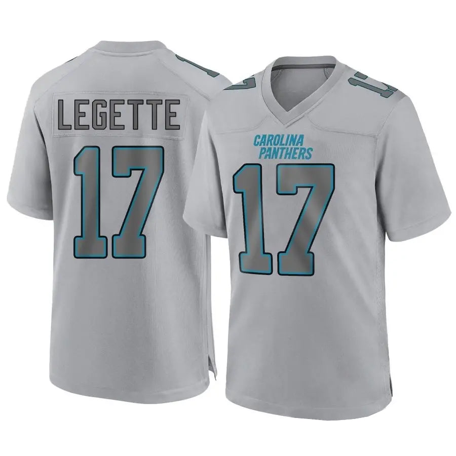 C.Panthers #17 Xavier Legette Player Grey Atmosphere Fashion Football Jerseys football jersey product view 1