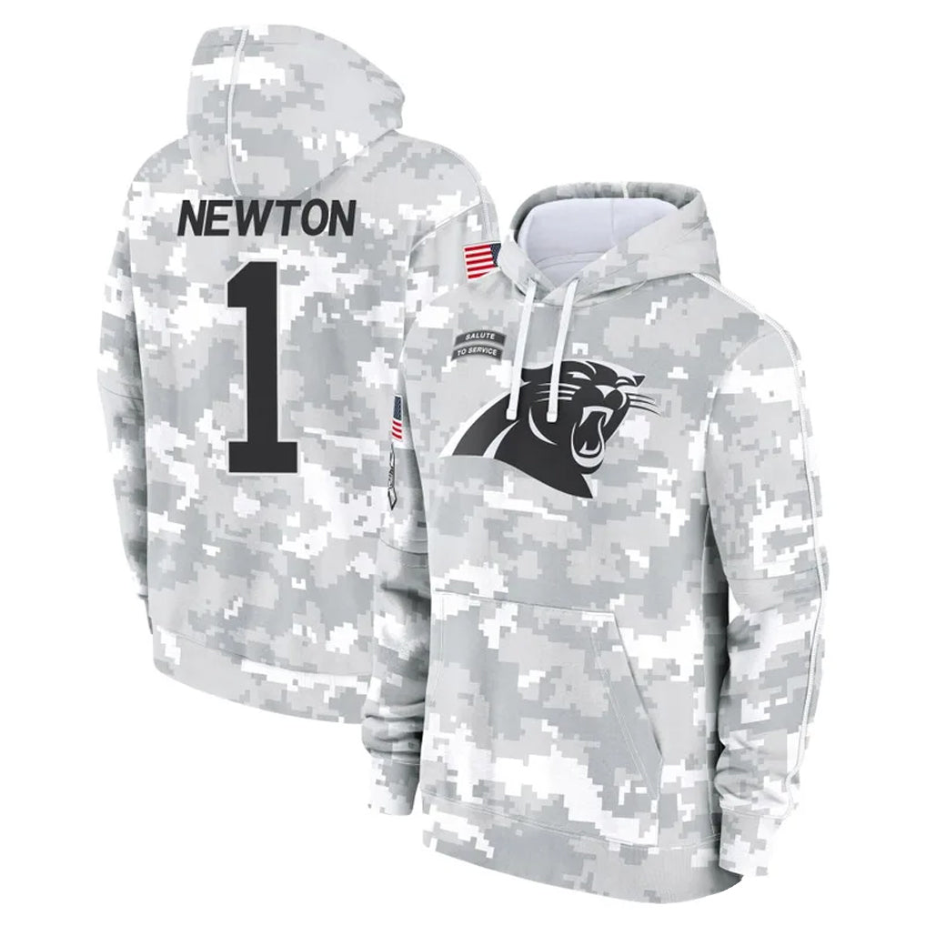 C.Panthers #1 Cam Newton Player Arctic Camo Salute to Service Hoodies Football Jerseys football jersey product view 1