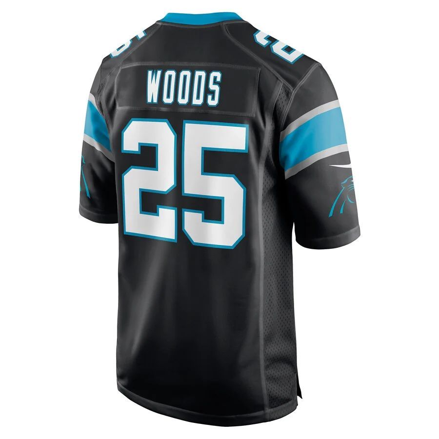 C.Panthers #25 Xavier Woods Black Game Player Jersey Stitched American Football Jerseys football jersey product view 1