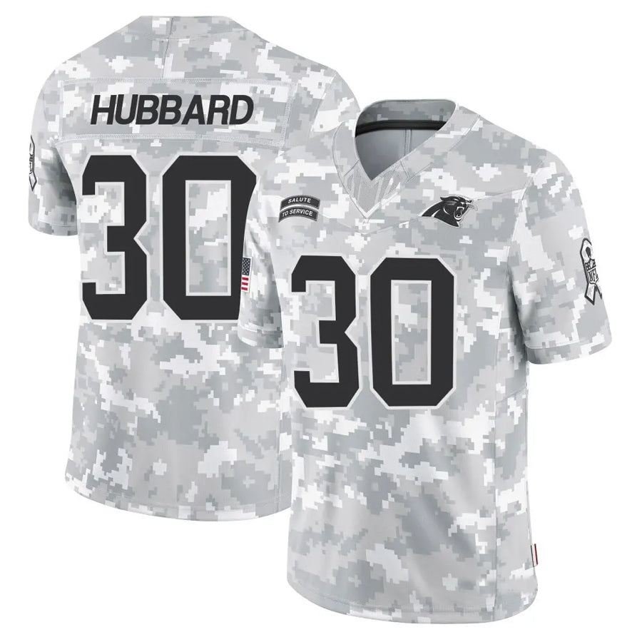 C.Panthers #30 Chuba Hubbard Player Arctic Camo Salute to Service Limited Football Jerseys football jersey product view 1