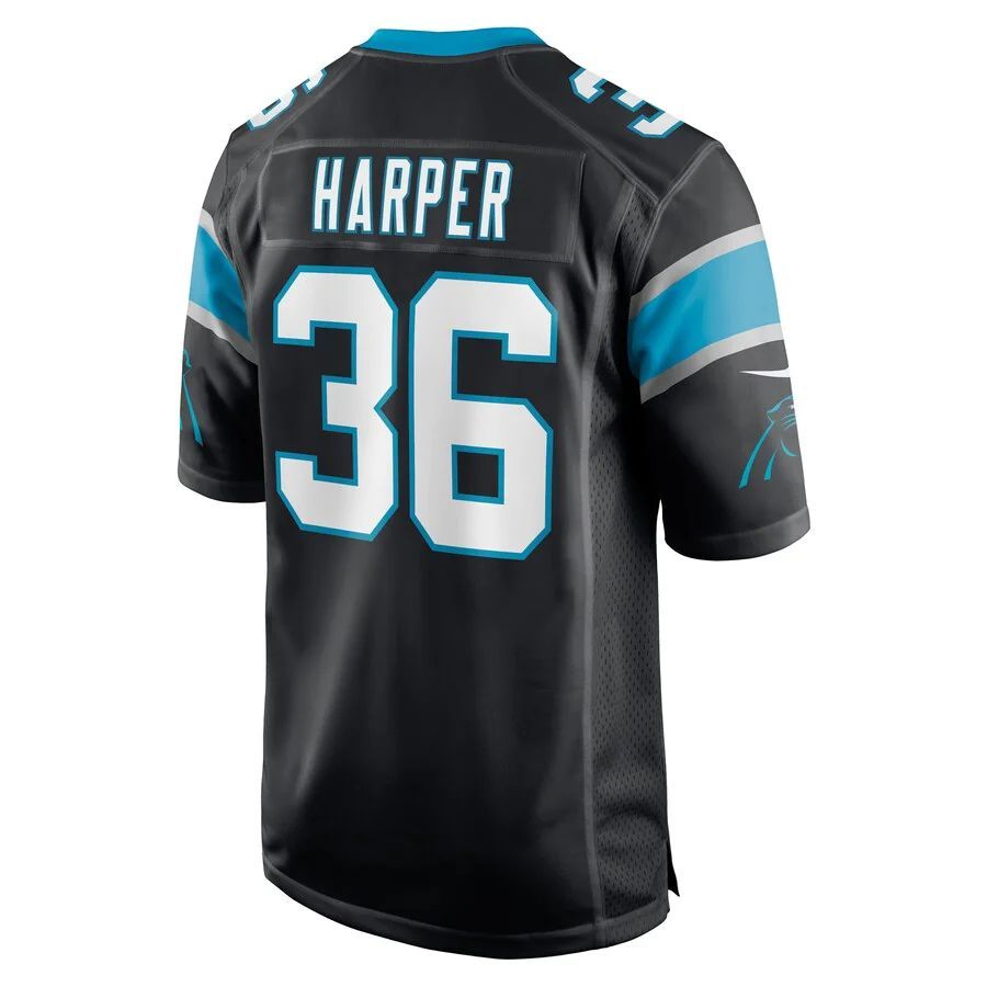 C.Panthers #36 Madre Harper Black Game Player Jersey Stitched American Football Jerseys football jersey product view 1