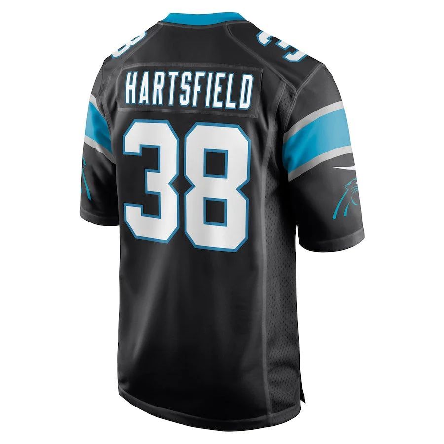 C.Panthers #38 Myles Hartsfield Black Game Player Jersey Stitched American Football Jerseys football jersey product view 1