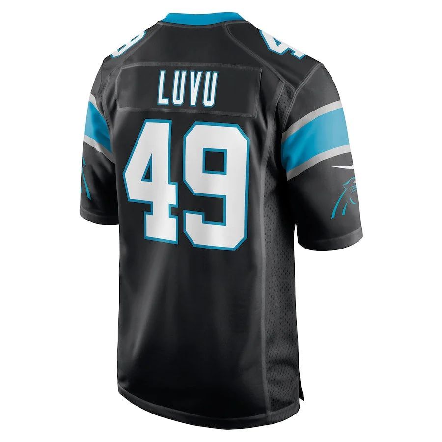 C.Panthers #49 Frankie Luvu Player Black Home Game Football Jerseys football jersey product view 1