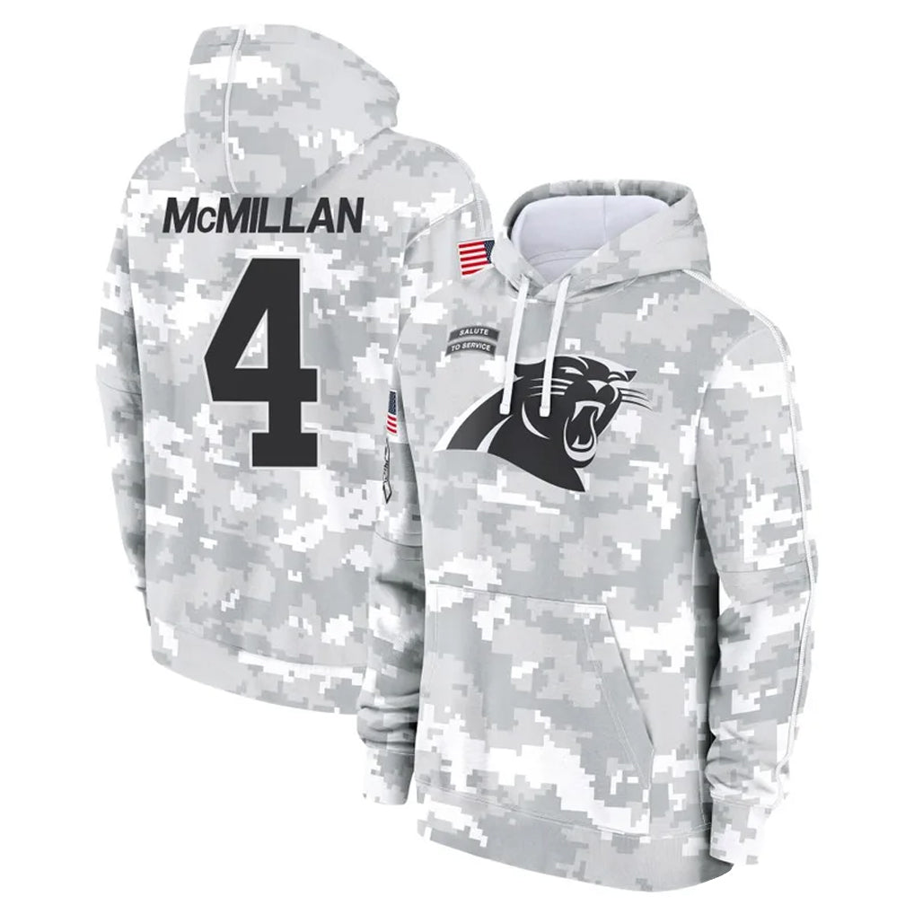 C.Panthers #4 Tetairoa McMillan Player Arctic Camo Salute to Service Limited Hoodies Football Jerseys football jersey product view 1