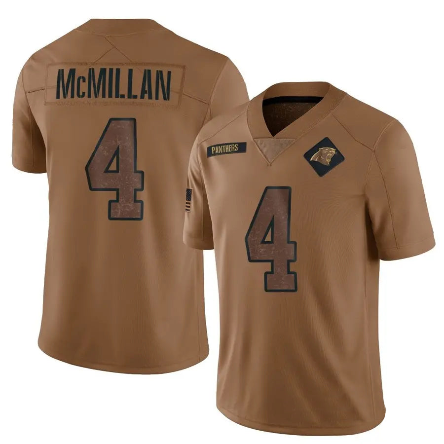 C.Panthers #4 Tetairoa McMillan Player Brown Salute To Service Limited Football Jerseys football jersey product view 1
