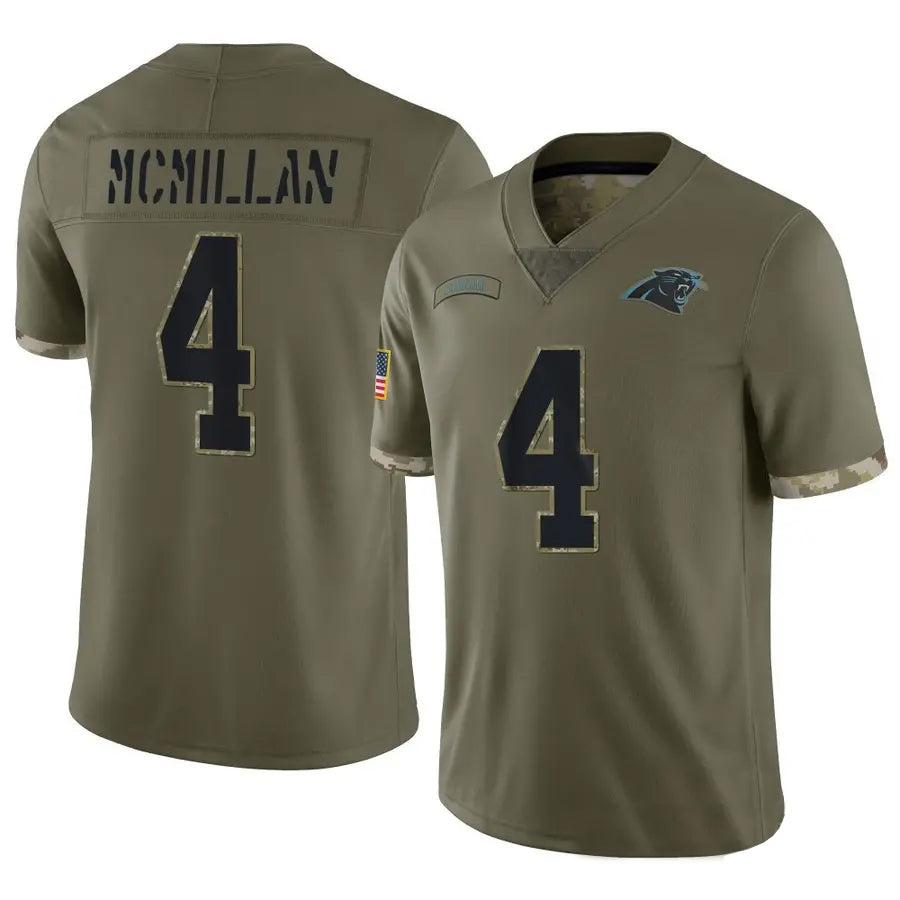 C.Panthers #4 Tetairoa McMillan Player Olive Salute To Service Limited Football Jerseys football jersey product view 1