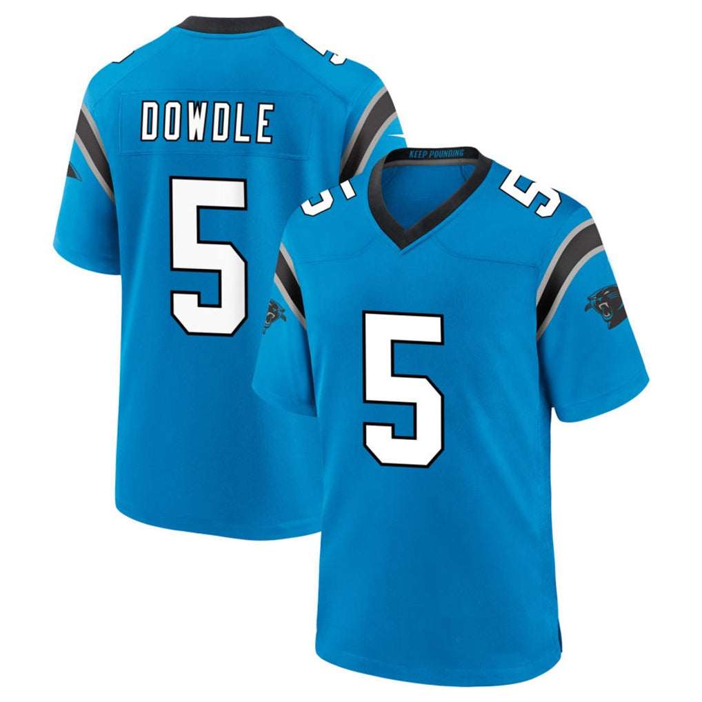 C.Panthers #5 Rico Dowdle Player Blue Home Game Football Jerseys football jersey product view 1
