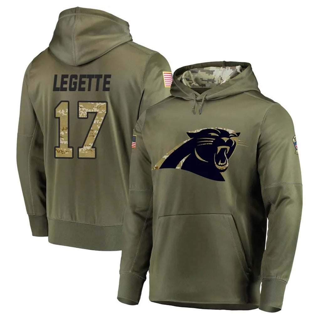 C.Panthers #17 Xavier Legette Player Olive Salute to Service Limited Hoodies Football Jerseys football jersey product view 1