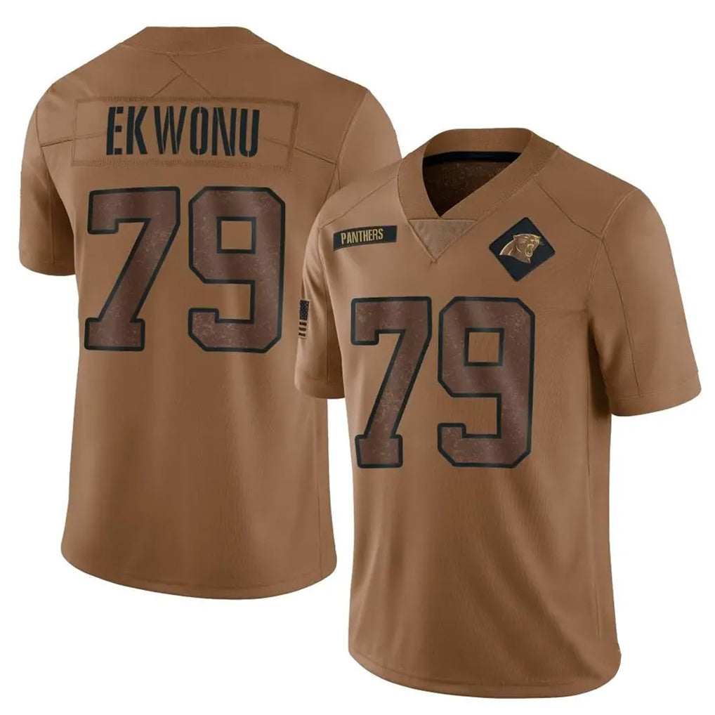C.Panthers #79 Ikem Ekwonu Player Brown Salute To Service Limited Football Jerseys football jersey product view 1