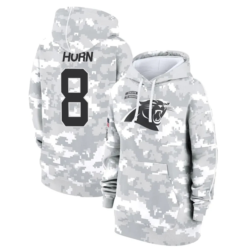 C.Panthers #8 Jaycee Horn Player Arctic Camo Salute to Service Hoodies Football Jerseys football jersey product view 1