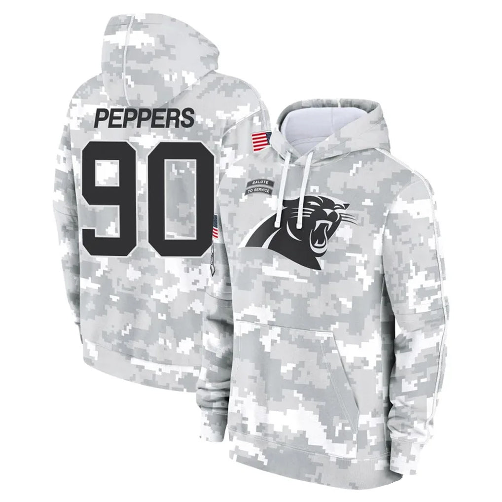 C.Panthers #90 Julius Peppers Player Arctic Camo Salute to Service Hoodies Football Jerseys football jersey product view 1