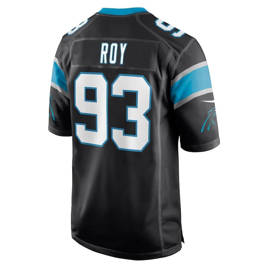 C.Panthers #93 Bravvion Roy Black Game Player Jersey Stitched American Football Jerseys football jersey product view 1