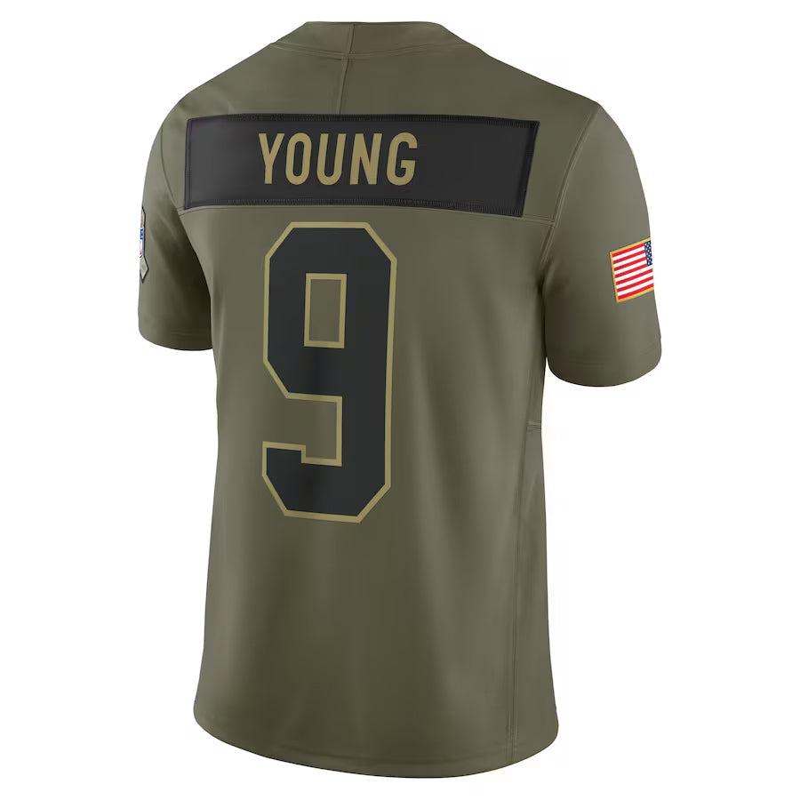 C.Panthers #9 Bryce Young Player Olive Salute to Service Limited Football Jerseys football jersey product view 1