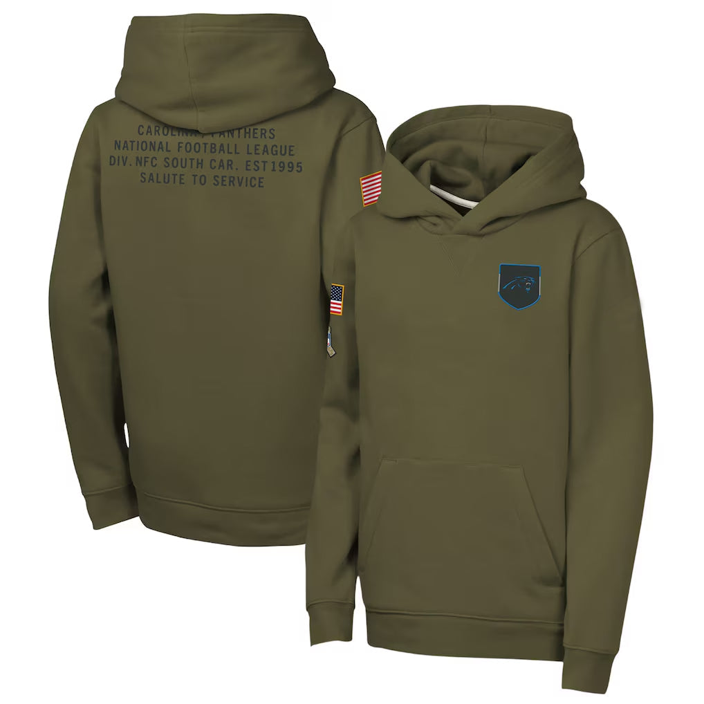 C.Panthers Player Olive Salute to Service Club Fleece Hoodie Football Jerseys football jersey product view 1