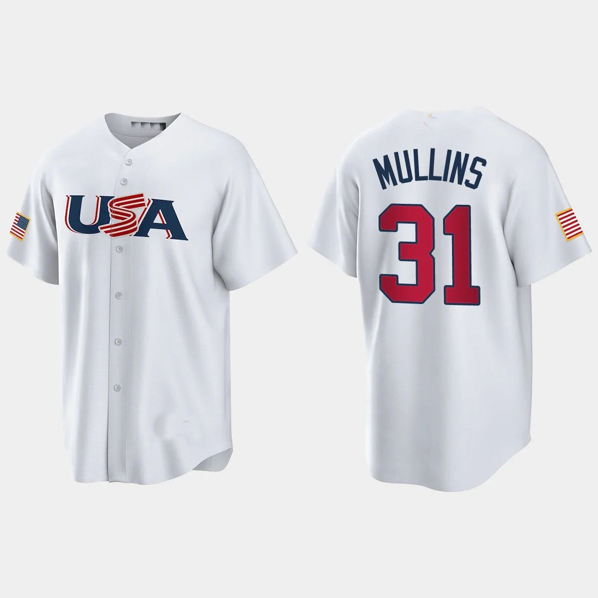 #31 CEDRIC MULLINS BALTIMORE ORIOLES 2023 WORLD BASEBALL CLASSIC USA REPLICA JERSEY ¨C WHITE Stitches Baseball Jerseys baseball jersey product view 1