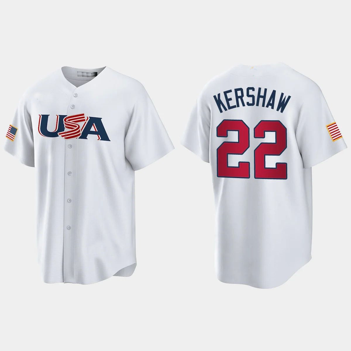 #22 CLAYTON KERSHAW LOS ANGELES DODGERS 2023 WORLD BASEBALL CLASSIC USA REPLICA JERSEY ¨C WHITE Stitches Baseball Jerseys baseball jersey product view 1