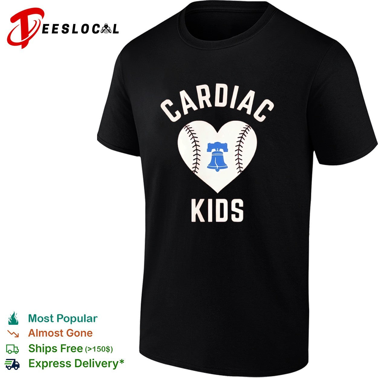 Cardiac Kids Philadelphia Phillies Baseball Heart - Adult & Kids T-Shirts, Sweatshirts & Hoodies apparel design preview 1