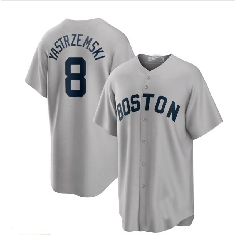 Boston Red Sox Road #8 Carl Yastrzemski Cooperstown Collection Player Jersey - Gray Baseball Jerseys baseball jersey product view 1